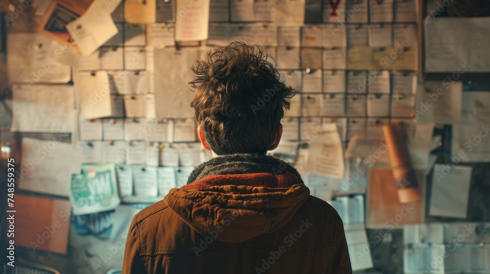 a startup young man is looking at a job checklist a startup young man is looking at a job checklist