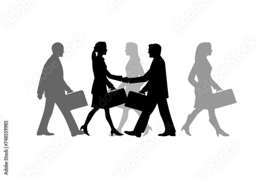 Pareja de ejecutivos estrechando la mano. Negociación. Mundo empresarial. Mundo de los negocios