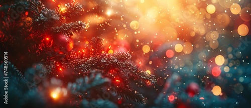 The Christmas Lights At Eve Night With Abstract Defocused Bokeh