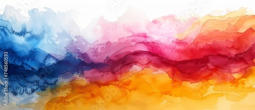 Watercolor background, abstract watercolor art hand painted on white. photo