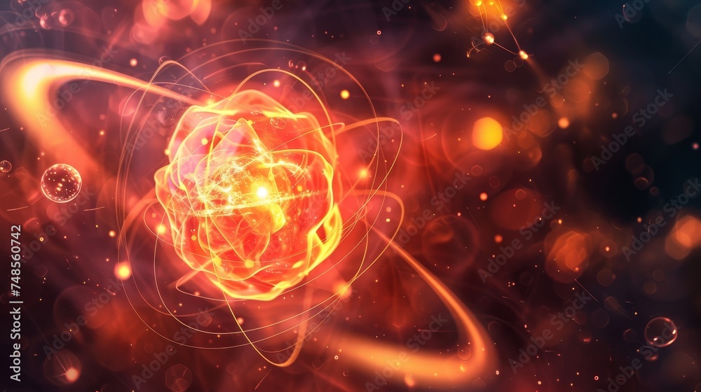 glowing atomic particles and energy waves glowing atomic particles and energy waves