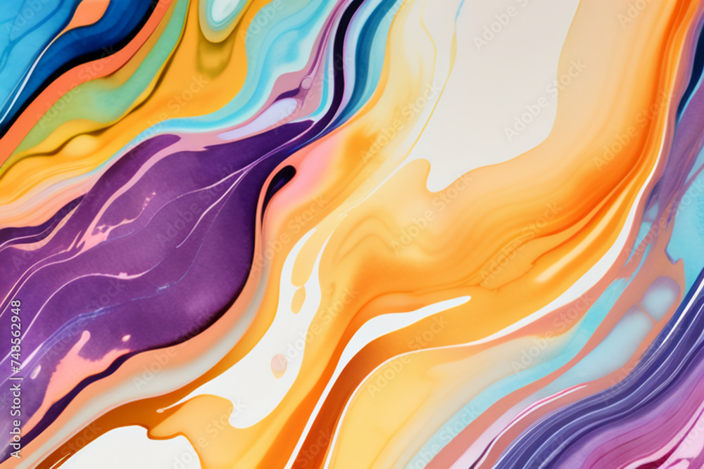 Closeup of abstract watercolor paint background texture with liquid fluid marbled paper texture banner texture. Generative AI (생성형 AI)