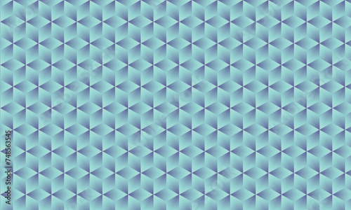 3D realistic black and cyan gradient pattern. Modern cube texture. seamless pattern Background. Repeating tiles. Triangular volumetric elements of different random size. 3D illustration. EPS 10