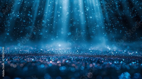 Blue Light Rain Drops and Sparkles Abstract Background © Twinny B Studio
