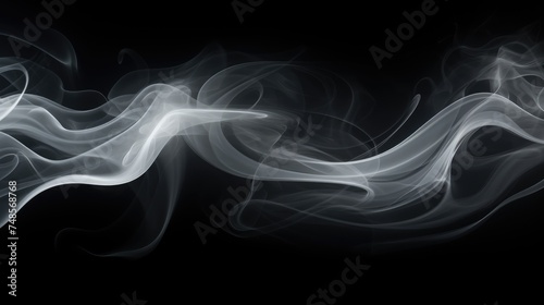 Abstract smoke of white color on a dark background. An atmosphere of mystery and magic. The texture of steam and smoke.