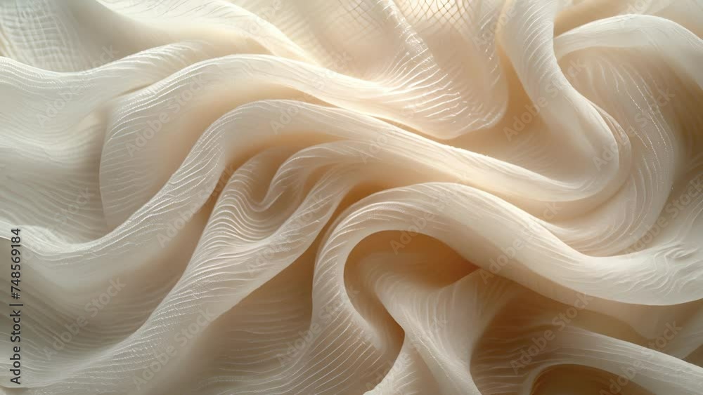 Texture of soft creamy fabric with faint rippling texture resembling freshly whipped cream.