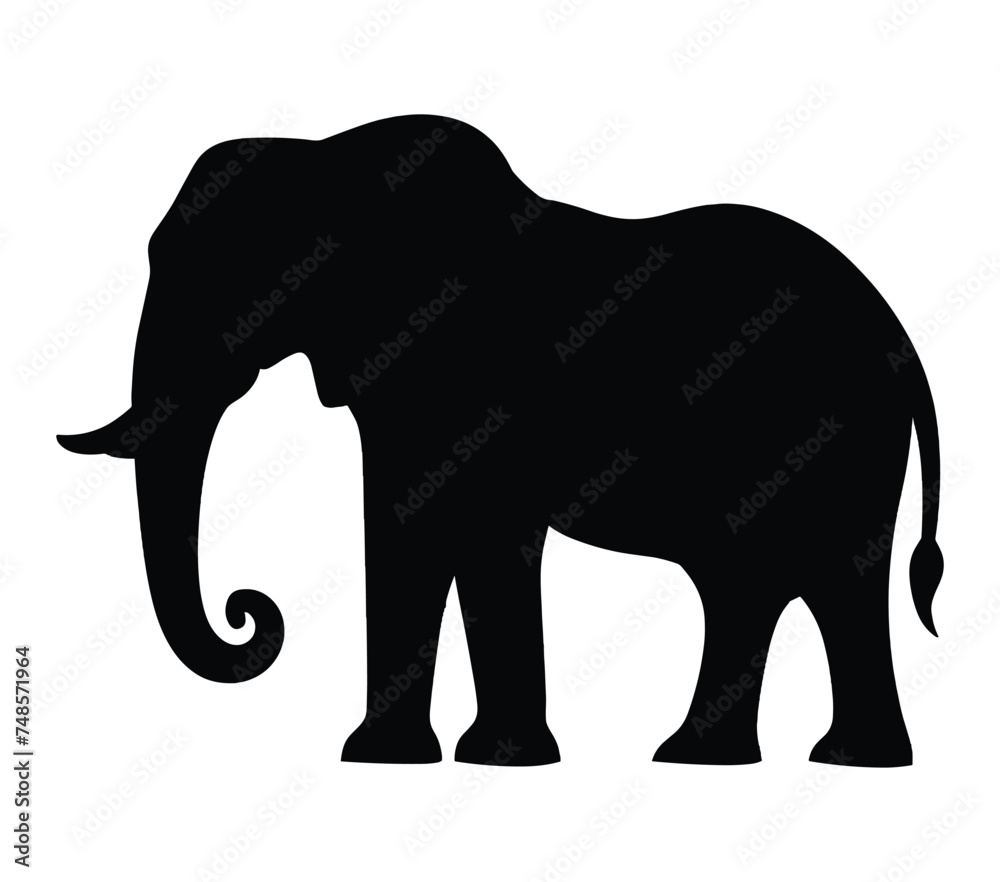 African Elephant silhouette icon. Vector image. African Elephant silhouette icon. Vector image.