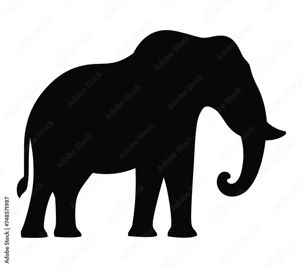Black and white vector illustration of African Elephant.