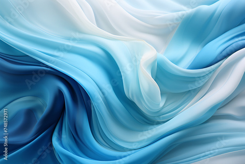 Ocean Blue silk silky satin fabric elegant extravagant luxury wavy shiny luxurious shine drapery background wallpaper seamless abstract showcase backdrop artistic design presentation mat Generative Ai