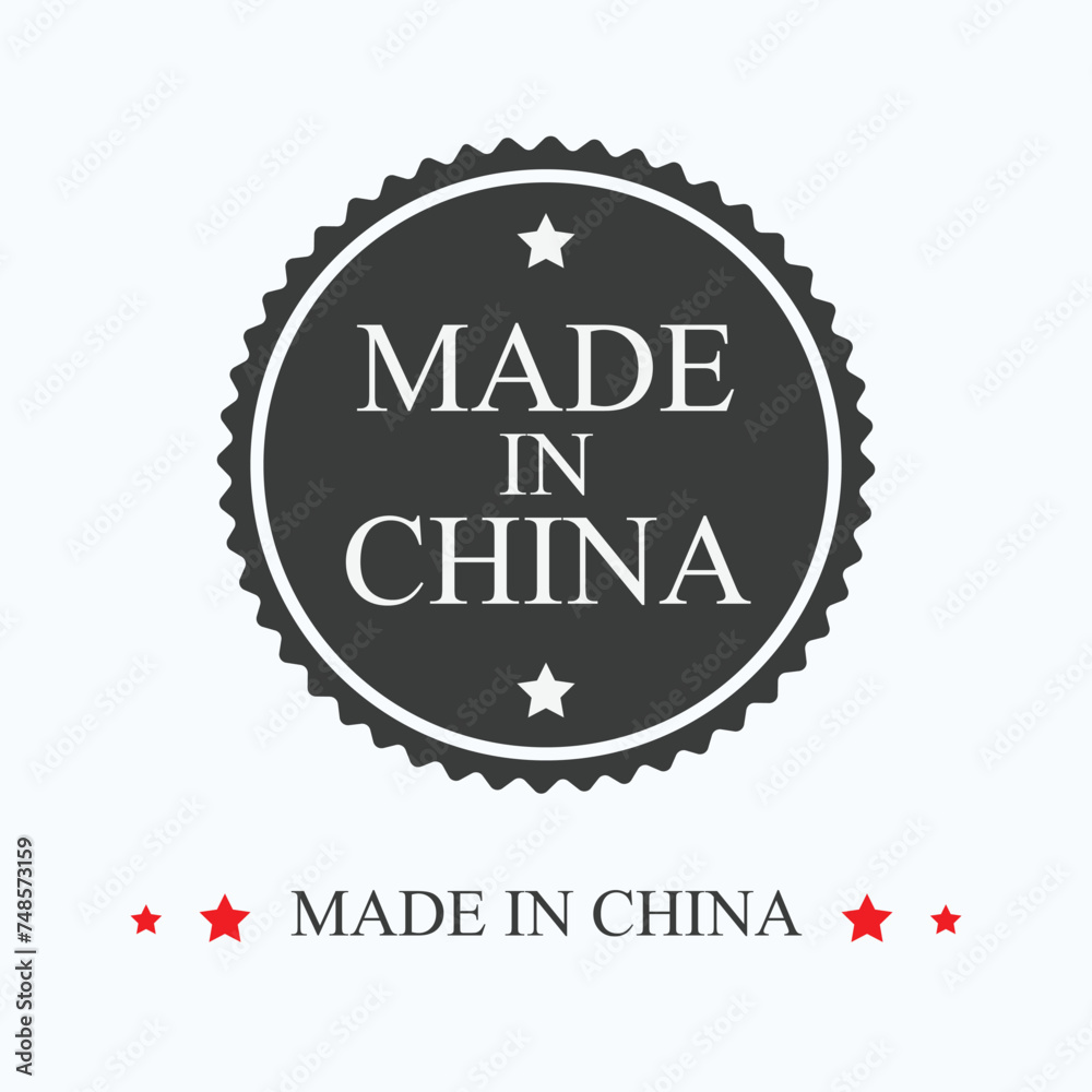 Made in China Label Stamp import export badge Chinese Product Black Sticker Monogram logo Made in China Label Stamp import export badge Chinese Product Black Sticker Monogram logo