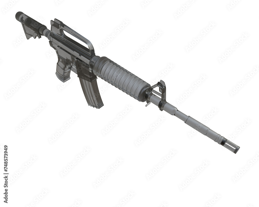 Fototapeta premium Assault riffle isolated on background. 3d rendering - illustration