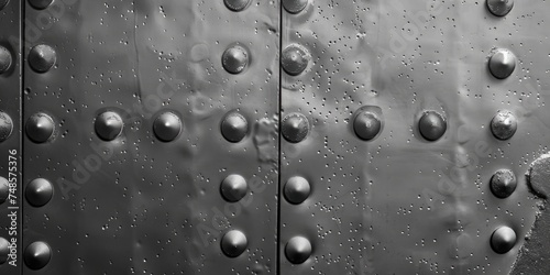 Detailed close up of a metal door with rivets. Perfect for industrial or security concepts