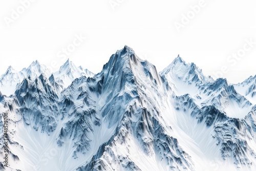 A lone skier in a snow covered mountain range, ideal for winter sports and outdoor activities