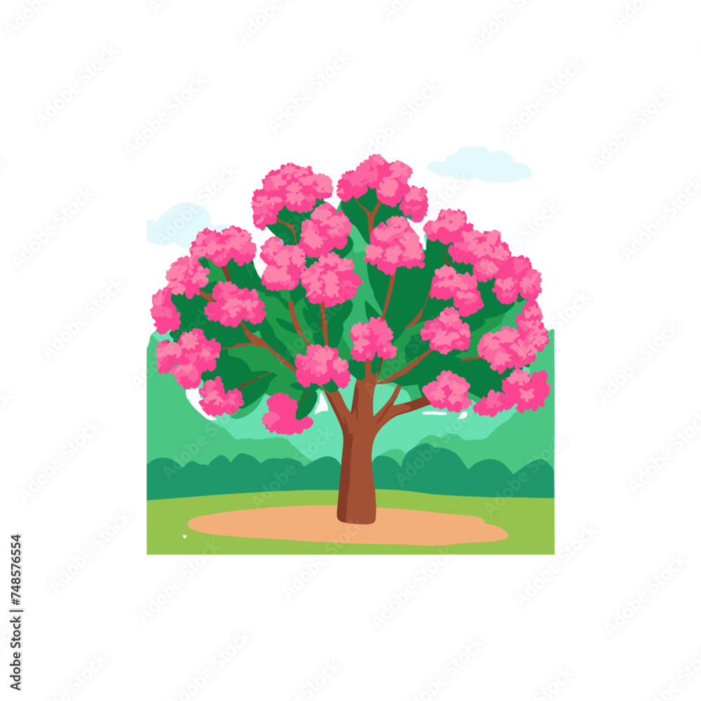 Obraz premium tree with flowers and birds