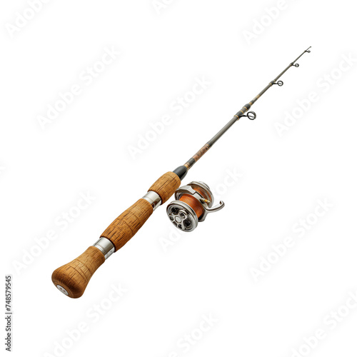 fishing rod and reel isolated white, png