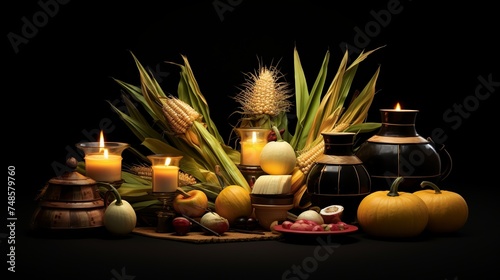 illustration of 3d render of Happy Pongal Holiday Harvest Festival, Generative ai photo