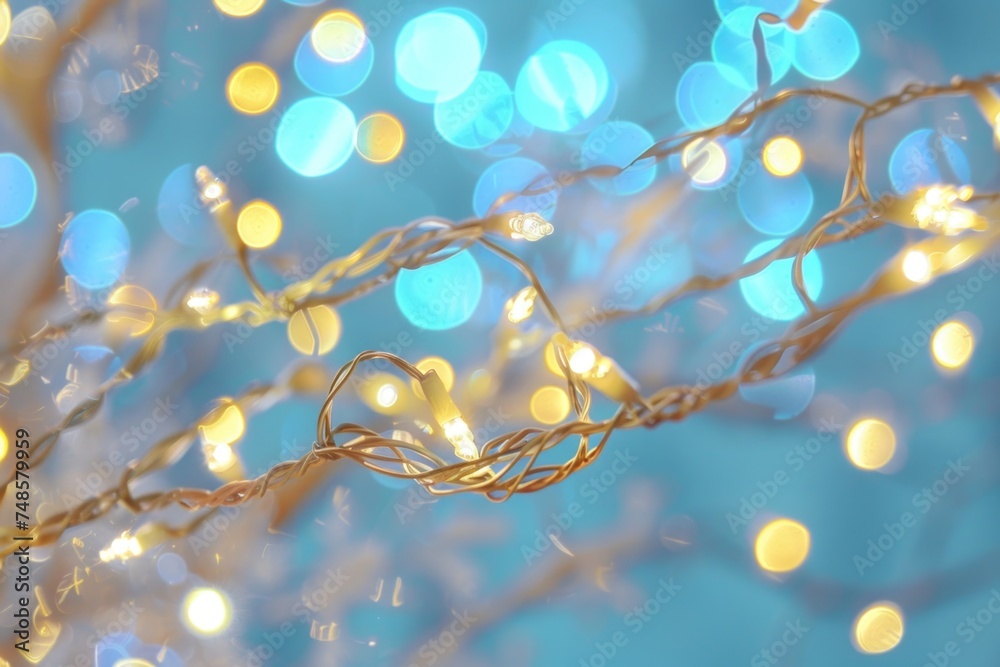 A close up of a bunch of lights on a tree. Perfect for holiday and festive concepts