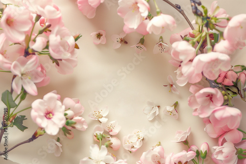 text  8 march  on pink flower background with copyspace