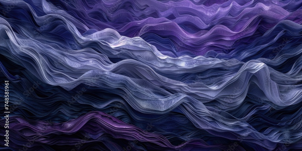 Abstract painting of purple and blue waves. Suitable for backgrounds and artistic designs - obrazy, fototapety, plakaty 