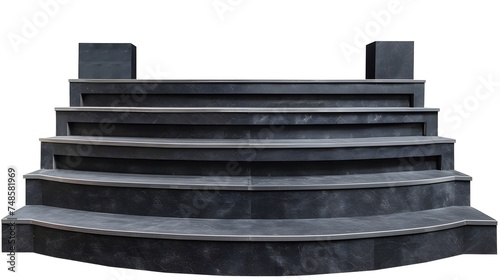 Black and gray modern stage podium with steps.