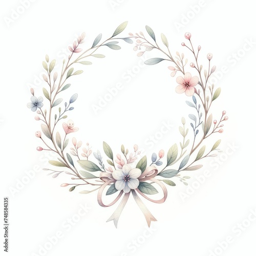 Spring wreaths and garlands. watercolor illustration  floral clipart for postcards  wedding invitations  stickers. isolated on white background. 
