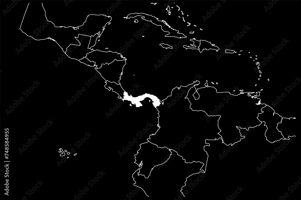 Panama map southamerica black background Panama map southamerica black background