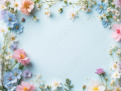 minimalist-spring-seasonal-flower-frame-background-featuring-an-assortment-of-mini-flowers-clean