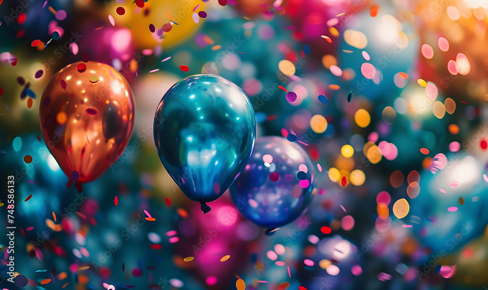 photo multi colored balloons bring joy to celebration - obrazy, fototapety, plakaty 