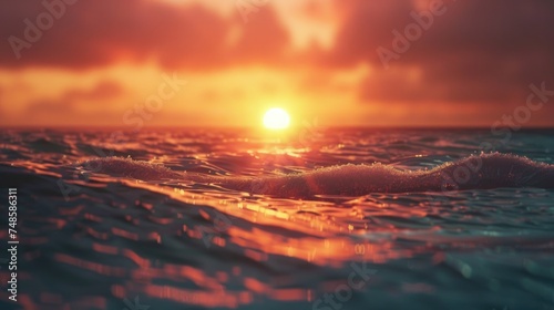 Beautiful sunset over the ocean, ideal for travel websites or vacation promotions