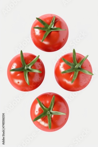 Fresh tomatoes on a clean white background, perfect for food-related projects
