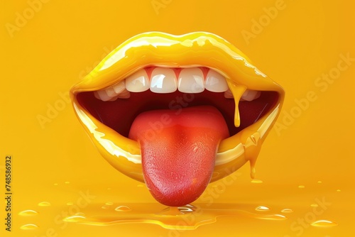 Close-up of a mouth with a tongue sticking out, suitable for medical or dental concepts photo