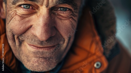 Close up of a person wearing a jacket  suitable for fashion or outdoor activities