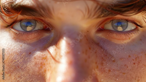 Close up of a person's eye with freckles. Suitable for medical or beauty concepts © Fotograf