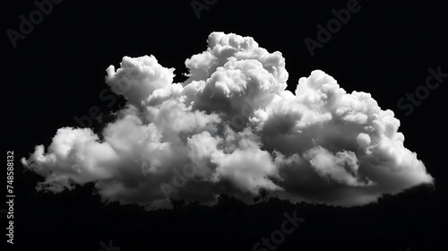 Soft and fluffy white cloud isolated on black background. Perfect for compositing into your own images.