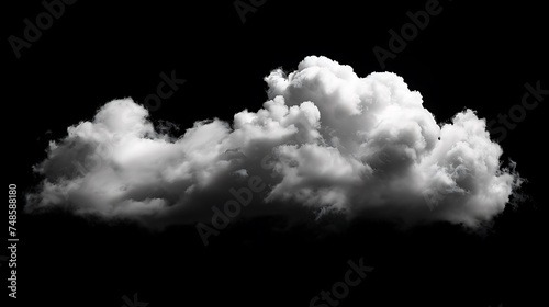 A large, white cloud against a black background. The cloud is soft and fluffy, and it looks like it is floating in the air.
