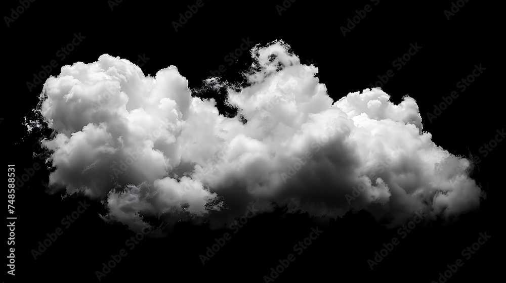 Soft and fluffy white cloud isolated on black background. Perfect for compositing into your images to add a touch of realism. Soft and fluffy white cloud isolated on black background. Perfect for compositing into your images to add a touch of realism.