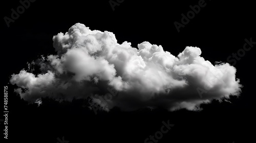 A large, white cloud against a black background. The cloud is soft and fluffy, with a hint of light blue.