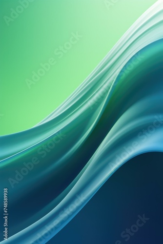 A green and blue background with waves. Generative AI.
