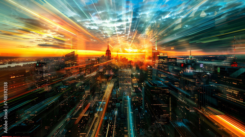 Hypnotic cityscapes at sunset technology