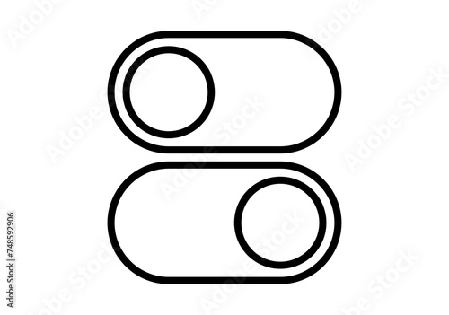 Icono negro de botón deslizable para encender o apagar. 