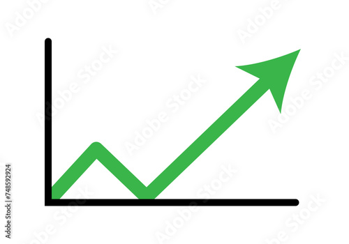 Icono de gráfico creciente con flecha verde.