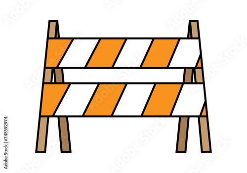 Icono de valla cortando el paso por obras. 