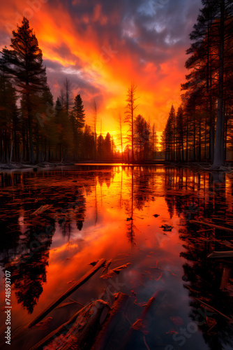 Fiery Sunset: Mother Nature's Spectacular Show of Power and Beauty