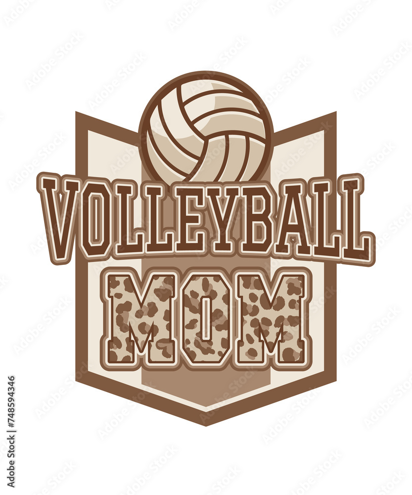 Volleyball-mutter-emblem, Leidenschaftlicher Spiel-cheer - obrazy, fototapety, plakaty 