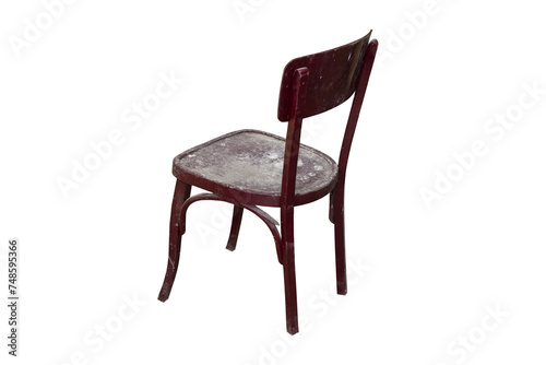 Old dirty wooden chair isolated