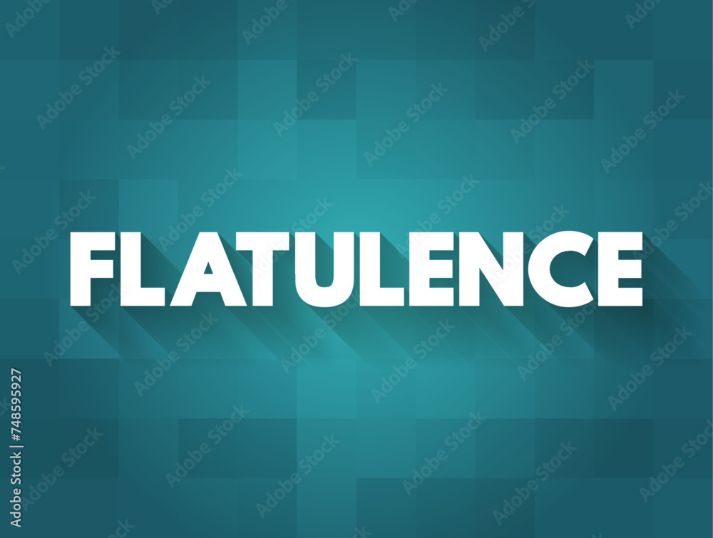 Flatulence is passing gas from the digestive system out of the back passage, text concept background