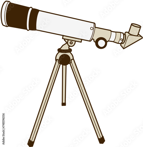 telescope small monochrome doodle stargaze night sky