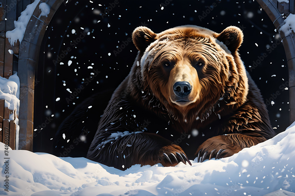 a bear on a snowy day, Generative AI a bear on a snowy day, Generative AI