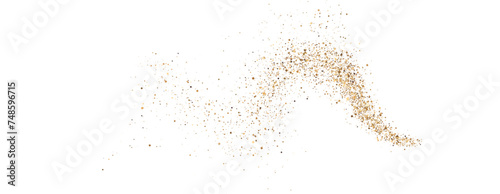 Vector illustration depicting coffee or chocolate powder in motion, creating a dust cloud that splashes on the ground. The background is light and isolated. Format PNG.	
