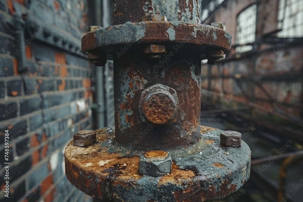 Rustic Charm, The intricate brickwork and rusted metal of an old factory, now silent, where once the hum of machinery and the bustle of workers filled the air Rustic Charm, The intricate brickwork and rusted metal of an old factory, now silent, where once the hum of machinery and the bustle of workers filled the air